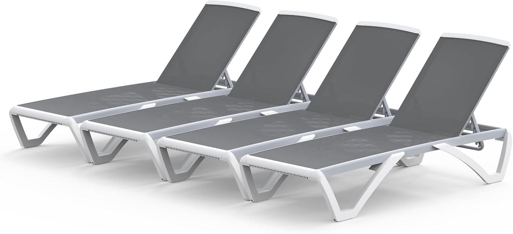 Domi Pool Patio Lounger Chair Chaise Lounge Chair Set of 4
