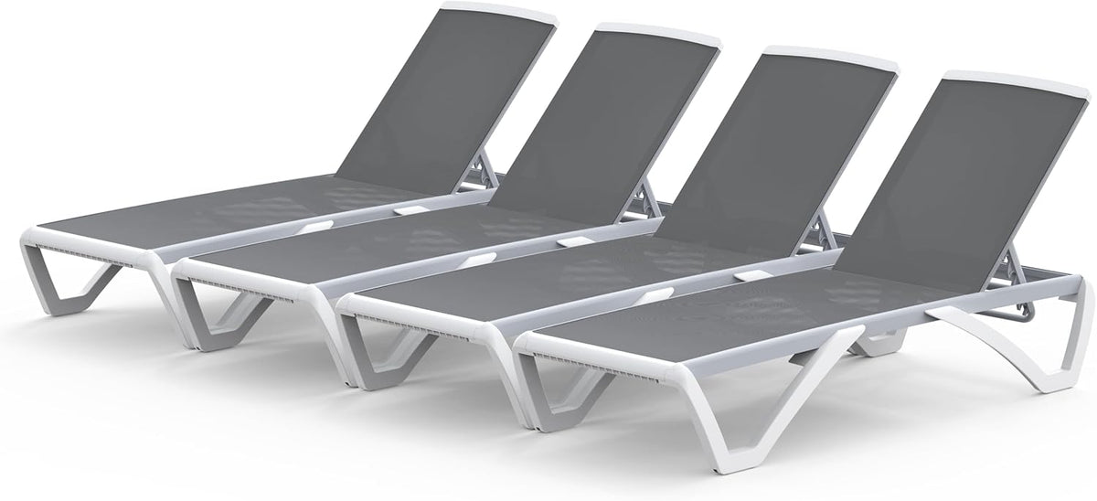Domi Pool Patio Lounger Chair Chaise Lounge Chair Set of 4