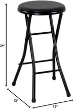 Folding Stool, Metal Frame Indoor Outdoor Portable Seat with Non-Slip Feet, Black