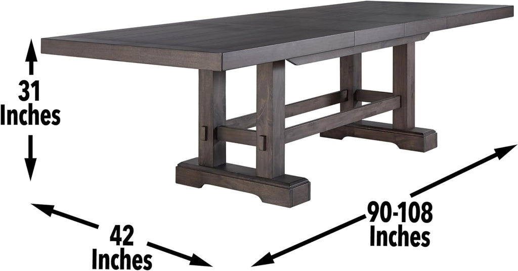 Steve Silver Furniture Napa 9pc Dining Table Set, 72"-90"-108" Dining Table w/ 2-18" Leaves, 8 Upholstered Side Dining Chairs, Farmhouse Design, Dining Room, 72" L x 42" W x 30.5" H, Brown