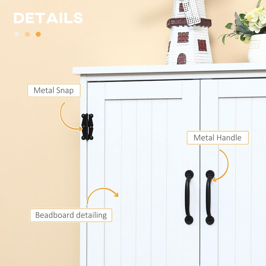 Farmhouse Kitchen Pantry Cabinet, 48.5" Tall Storage Organizer, White Cupboard