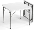 Plastic Folding Table | Capacity for 2-4 People | Sturdy and Portable | Indoor and Outdoor Use | Easy to Clean and Store, White, 86CM