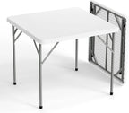 Plastic Folding Table | Capacity for 2-4 People | Sturdy and Portable | Indoor and Outdoor Use | Easy to Clean and Store, White, 86CM