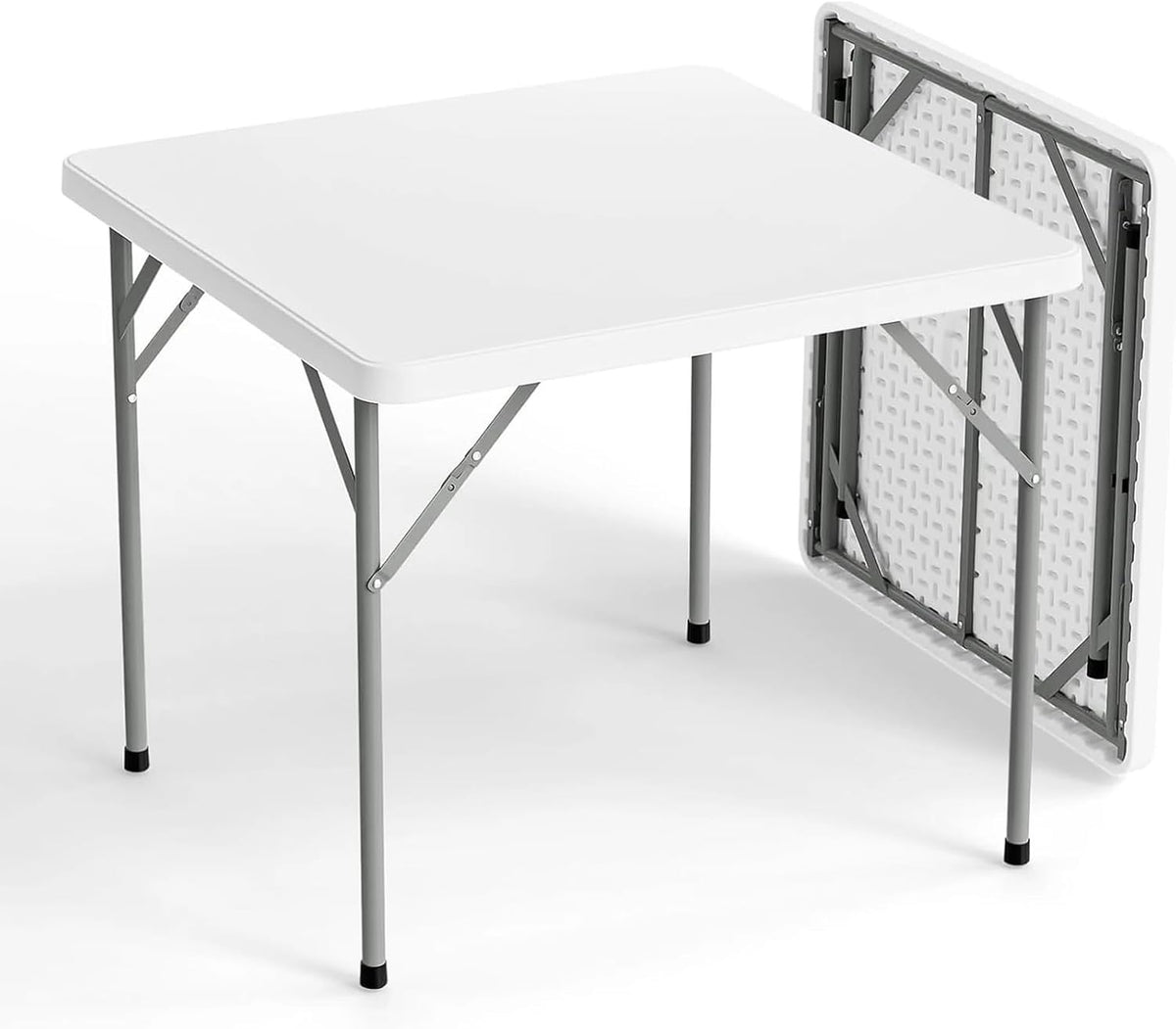 Plastic Folding Table | Capacity for 2-4 People | Sturdy and Portable | Indoor and Outdoor Use | Easy to Clean and Store, White, 86CM