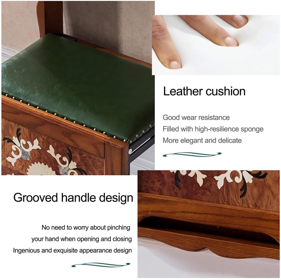 Wall Mounted Shoe Changing Stool Made of Solid Wood Wall Seat Folding, Space Saving Invisible Shoe-Changing Stool, for Entrance Bathroom Bedroom,B