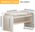 Modern Shoe Bench with Storage, Shoe Rack with Cushion Upholstered Fabric Shoes Changing Stool with 2 Tier Storage Space for Entryway Living Room End of Bed Bedroom, Cream White
