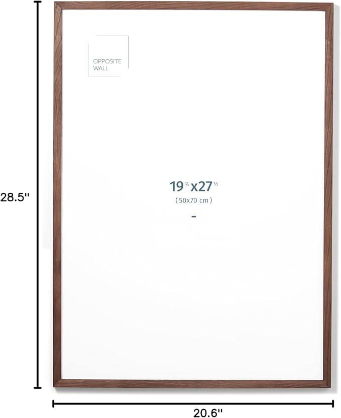 Opposite Wall - 50x70 cm - Dark Oak Wood Picture Frame - Lightweight, Versatile & Shatterproof - Wall Hanging Photo or Poster Frame - Wall Decor for Office, Gallery & Home, 19 3/4 x 27 1/2 in