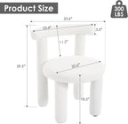 Sherpa Dining Chairs Set of 2, Comfy Boucle Fabric Dining Chairs, Upholstered Modern Kitchen Chairs with Backrest, Armless Accent Side Chair for Bedroom/Living Room, White