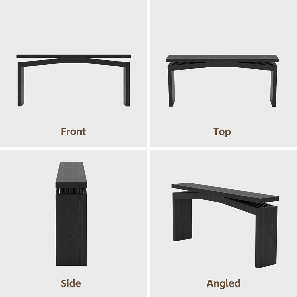 Epecoya 63-Inch Black Console Tables for Entryway Mid Century | Wooden Sofa Table Behind Couch, Entryway Console Tables for Living Room, Entry Way, Hallway