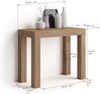 Mobili Fiver, First, Extendable Console Table 17.7(120) x35.4 in, Rustic Oak, for 4-14 People, Space-Saving Dining Table, Italian Furniture
