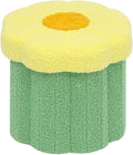B FSOBEIIALEO Storage Ottoman Foldable, Sunflower Shaped Small Footrest Collapsible Folding Seat Bench for Bedroom Living Room Entryway, Faux Teddy Fur, Green 12.6"x12.6"x11.4"