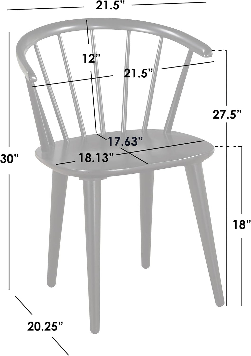 Florence Farmhouse Solid Wood Spindle Dining Chair, Walnut