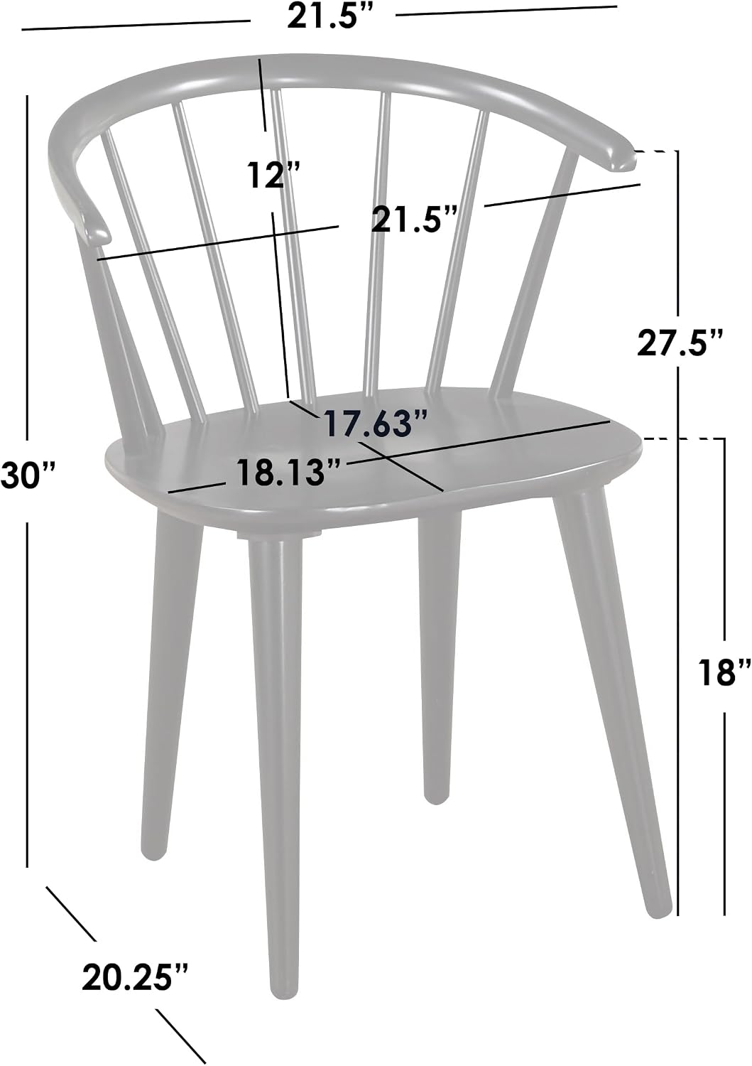 Florence Farmhouse Solid Wood Spindle Dining Chair, Walnut
