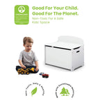 Delta Children MySize Toddler Bed, Bianca White + MySize Kids Wood Table and 2 Chair Set + MySize Deluxe Toy Box (Bundle)
