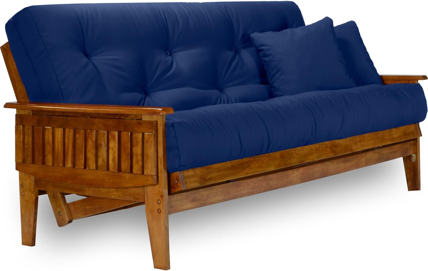 Nirvana Futons Eastridge Futon Set - Full Size, Frame, 8" Mattress, Twill Royal Blue Cover