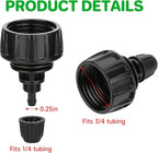 Drip Irrigation Hose Adapters,1/4 Inch Drip Irrigation Tubing x 3/4 FHT Swivel Garden Faucet Connectors with Lock Barbed for Drip Irrigation System-5 Pack