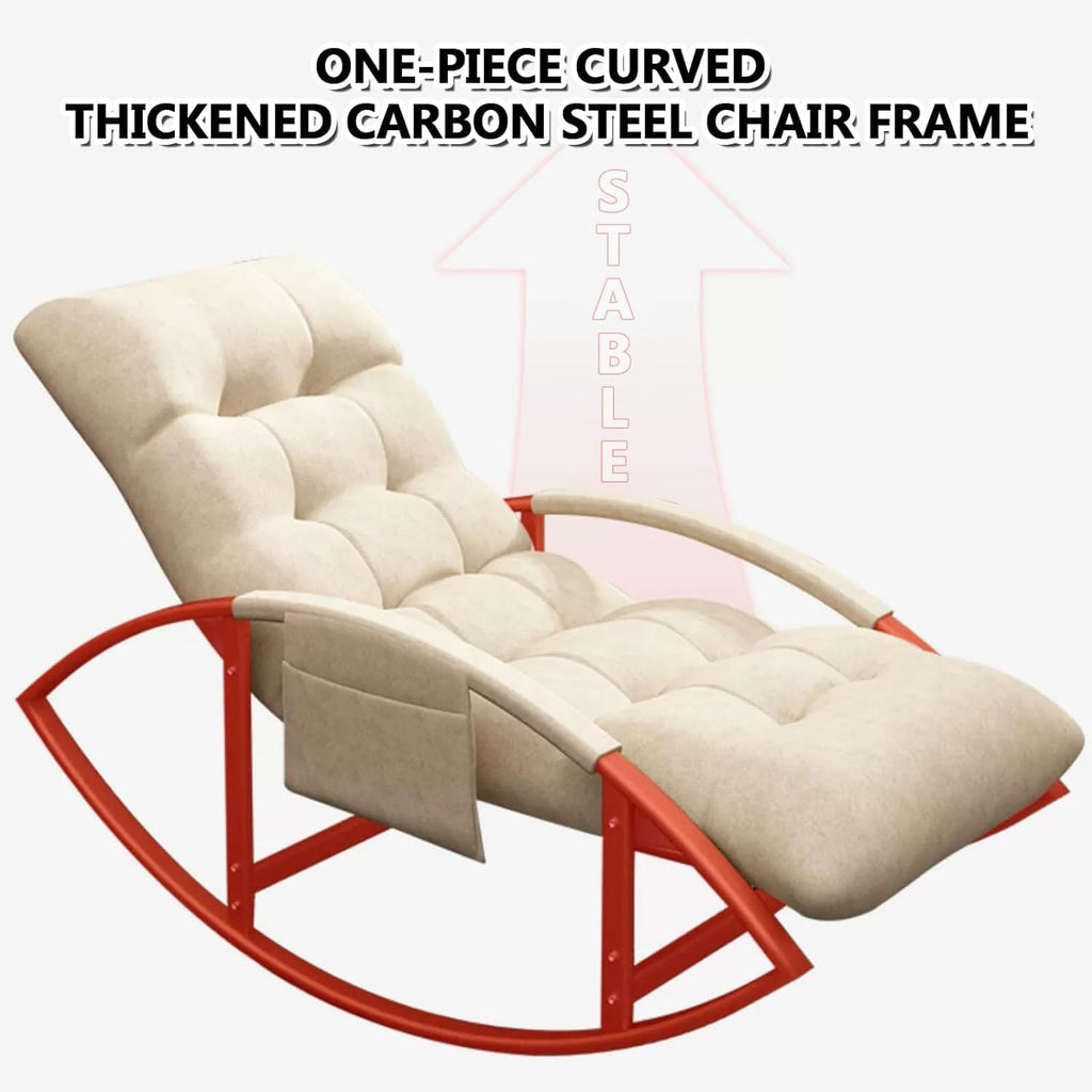 Leisure Rocking Chair and Footstool Set,Living Roomcomfortable Arc Soft Cushion Rocking Chair Breathable Rocking Chair for Bedroom, Modern Armrests Garden Lounger, with Side P,Gray+Gold Legs