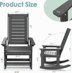IVY&LANE Outdoor Rocking Chairs Set of 2 | Porch-Rockers | Grey | HDPE Plastic | All-Weather | High Back | Wide Seat | Oversized Patio Rocker for Adult | for Outside Deck Balcony Garden