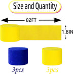 Yellow and Blue Crepe Paper 6 Pcs Streamers for Party Decorations, Birthday Wedding DIY Crafts, Gift Wrapping Supplies