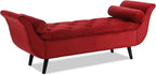 65" Storage Benches Velvet End of Bed Bench Storage Ottoman with Button-Tufted Large Upholstered Window Bench with Storage Shoe Cabinet Bench, for Bedroom, Entryway, Closet(Red)