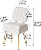 IBUYKE Vanity Stool with Storage, Folding Back Makeup Chair, White WBD030W | Rectangular Small 15.75" x 11.81" x 29.13" Velvet Cute Ottoman Stool Living Room Anti-Slip Feet