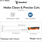 12-Inch Offset Serrated Bread Knife, Premium High Carbon Stainless Steel Blade Knife for Bread with Ergonomic Handle, NSF Certified, DT-31 Series, Orange