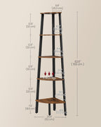 VASAGLE 5-Tier Corner Shelf Stand, Modern Ladder Shelf