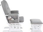 Glider and Ottoman White Wood and Oyster Fabric
