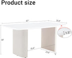 TesNus 67'' White Dining Table for 6, Modern Oval Kitchen Table with Rounded Corners, 3.5'' Faux Marble Top and Cream White Pedestal Base, Space Saving Dining Table for Kitchen & Dining Room