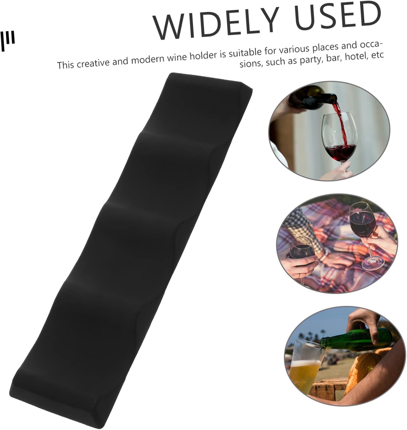 SOLUSTRE 2pcs Non-Slip Silicone Wine Bottle Tray Stackable Modern Wine Holder for Home and Bar Black Bottle Organizer Design for Easy Storage
