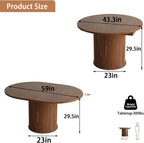Expandable Dining Table,Round Wooden Kitchen Table,Double Layered Storage Space with Partitions,Equipped with Circular Sliding Doors, Suitable for Kitchen (Expandable Dining table-Walnut-02)