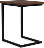SIMPLIHOME Skyler C-Side Table - 16 inch Wide Solid Mango Wood and Metal Slide-Under Table in Walnut Brown, Industrial Accent Table or End Table for Living Room with Open Frame Design, Assembled