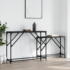 Nesting Console Tables 2 Pack Black Engineered Wood | Metal Frame, Industrial Style, Space Saving, Versatile for Living Room or Hallway