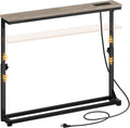 HOOBRO Narrow Console Table with Charging Station, Adjustable Height Sofa Table (25''-32.9''), Slim Behind Couch Table for Small Spaces, Entryway, Living Room, 39.4" Greige BG95UXG01