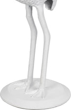 JONATHAN Y Blanche 25" White Iron and Glass Flamingo End Table with Sculptural Base, Round Accent Side Table for Living Room, Bedroom, Coastal Decor, White END1006C