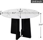 Merax 43 Inch Round Dining Table for 4, Spacious Tabletop Modern Solid and Durable Construction Practical Multi-Purposefor Kitchen Living Room, White+Black