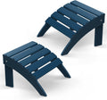 BRIOPAWS Adirondack Ottomans | Folding | Set of 2 | HDPE Plastic | Blue Outdoor Foot Rest | All Weather | Patio Footrest for Adirondack Chair | Foot Stool for Deck Porch | 19.7W x 18.5L x 13H Inch