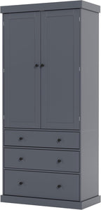 LUMISOL Kitchen Pantry Sideboard, 77” High Freestanding Large Cupboard Storage Cabinet with 3 Drawers, 3 Adjustable Shelves, 8 Door Shelves for Kitchen, Dining Room, Grey