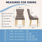 Upholstered Dining Chairs Set of 6, Velvet Wingback Chair with Ring Pull | Kitchen Chairs, Dining Room Chairs, Modern Dining Chair, Dinning Seat, Sillas de Comedor, Taupe Velvet, Gold Tube Legs