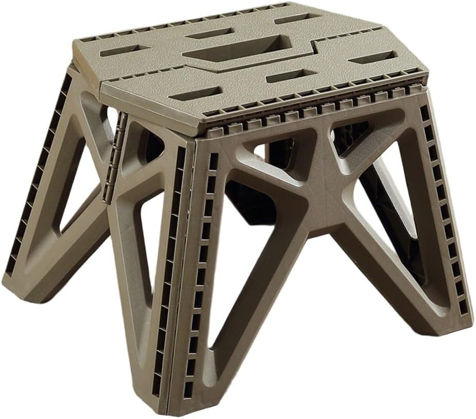 Folding Stool, Sturdy Plastic Construction with 260lbs Capacity, Portable Seat with Handle for Camping, Fishing, Office and Home Use(Grey)
