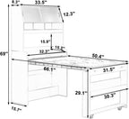 Spaco 2-in-1 Folding Dining Table and Buffet Cabinet Set,Compact Pull-Out Kitchen Table with Wheels,Storage Shelf and Side Hooks,Multifunctional Cupboard for Small Place (White & Oak)