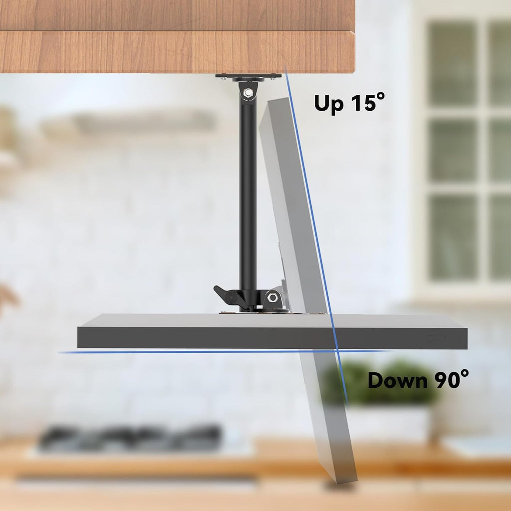 Under Cabinet Mount for Echo Show 15, Height Adjustable | Aluminum, Height Adjustable, Swivel Left to Right, Up and Down Tilt, 360° Rotation, Also Fits Show 21, Black