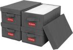 NUSWOR DVD Storage Box - DVD Storage Solutions 4Pack- Grey | Stackable DVD Case Holder Organizer - Holds up to 100 DVDs - 15.75 x 8.1 x 6.1 inches