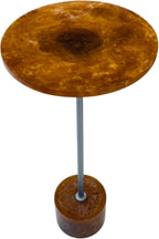 Carolina Chair & Table Amber Glow Pedestal Accent 25 Inch Round Resin Side Table with Nickel Base – Modern, Compact, Durable, Multi Purpose Furniture for Elegant Living Spaces & Home Decor