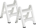 Rubbermaid FG420903WHT EZ Two Step Durable Folding Plastic Ladder Step Stool with Skid Resistant Foot Pads, White (2 Pack)