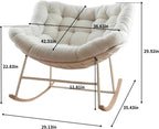Oversized Papasan Rocking Chair with Thickened Cushion, Heavy-Duty Cozy Egg Chair, Large Comfy Lounge Chair for Reading, Relaxing & Bedroom Living Room, White