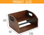 Wooden Wine Rack Display Shelf, 2-Tier Countertop Organizer and Liquor Bottle Display Shelf for Home Bar, Wine Bottle Holder with Open Front Storage, Rustic Bar Accessories Stand for Cabinet