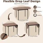 GOFLAME 3-Piece Drop Leaf Dining Table Set, Extendable Kitchen Breakfast Table with 2 Chairs, Space Saving Folding Dining Room Set for Home Kitchen, Apartment, Small Space, Rustic Brown