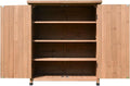 Large Vertical Outdoor Storage Box Adjustable Foot Pads, Wooden Outdoor Storage Cabinet with Doors Galvanized Cabinet Top for Delivery Patio Garden and Porch,Br,Brown