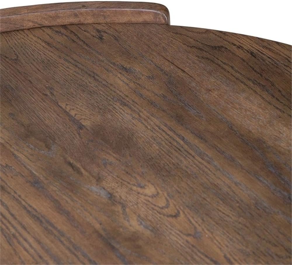 Pemberly Row 3 Piece Round Cocktail and End Table Set, Brown Oak Finish, Rubberwood and Oak Veneer, Basketweave Design, Compact Living Room Furniture Set, Includes Round Coffee Table and 2 End Tables
